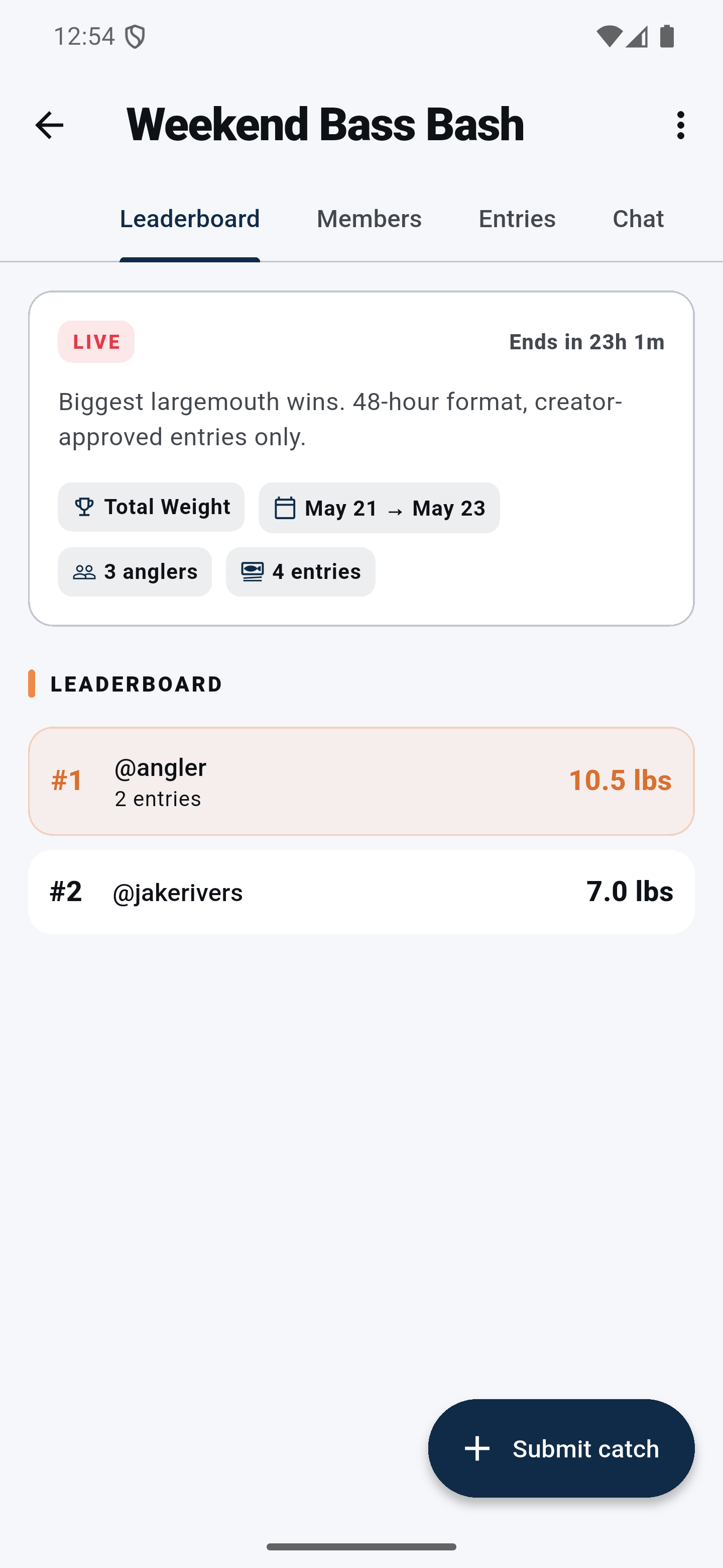 Live tournament leaderboard updating in realtime