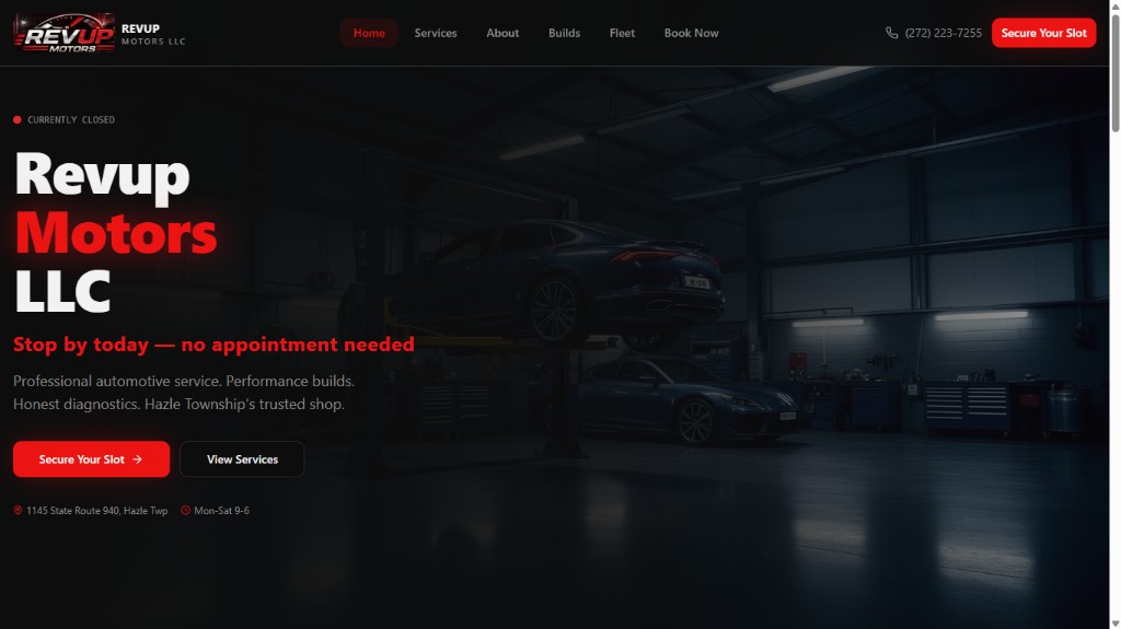 Revup Motors LLC homepage screenshot